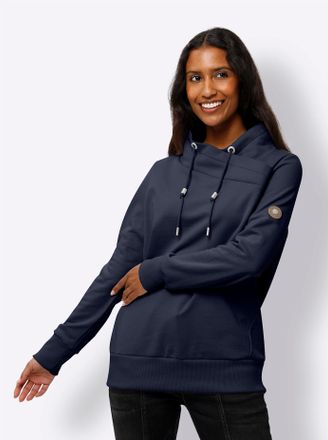 Heine Sweatshirt HEINE, Damen, Gr. 34, blau (marine), 50% Baumwolle, 50% Polyester, unifarben, Rundhals, Sweatshirts Sweatshirt