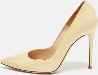 Gianvito Rossi Beige Patent Leather Pointed Toe Pumps