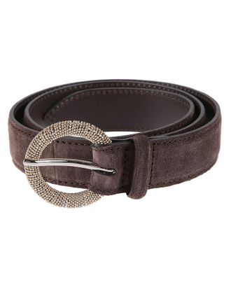 Orciani Slim Dark Brown Suede Belt