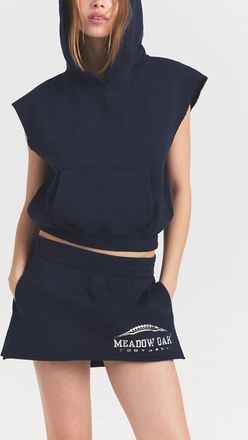SKIMS Boyfriend Fleece Muscle Hoodie in Navy at Nordstrom, Size Xx-Small