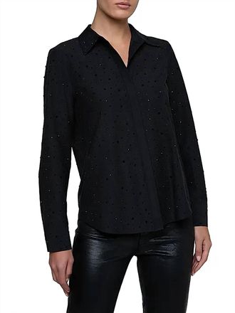 L'agence Ellery Embellished Cotton-Blend Blouse In Black Crystal