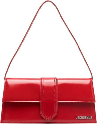 Jacquemus Le Bambino Long leren schoudertas - Dames - Schoudertassen - Rood - ONE Size - Katoen - Tassen