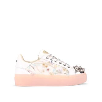 Kurt Geiger Womens Leather Crystal Toecap Cupsole Sneakers - White - Size UK 4