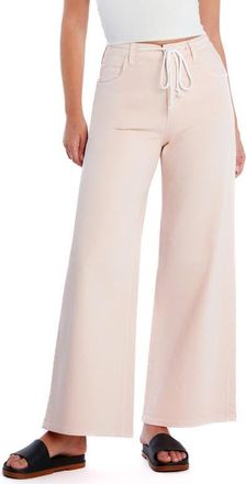 HINT OF BLU Mighty Drawstring High Waist Wide Leg Jeans in Cloud Pink at Nordstrom, Size 31