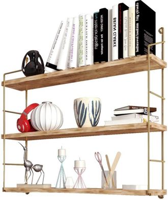 Hanah Home Estante De Pared, Estante De Almacenamiento Shelf Gold Marr&oacute;n