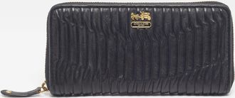 Coach Madison Accordion Black Leather Zip Around