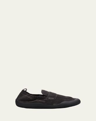 Prada Mens Speedrock Suede Penny Loafers