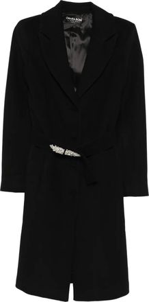 La Petite Robe Di Chiara Boni Verfraaide jas met ceintuur - Zwart