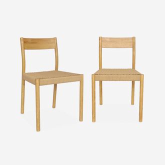 Sweeek Sweeek - Silla De Madera Y Cuerda, Set De 2, Ella, Natural, 49.5x53x81 Cm
