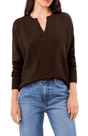Vince Camuto Drop Shoulder V-Neck Sweater in Chocolate at Nordstrom, Size X-Large