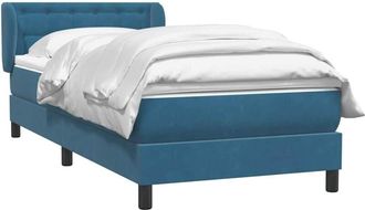 vidaXL Cama Box Spring Con Colch&oacute;n Terciopelo Azul Oscuro 90x210 Cm Vidaxl