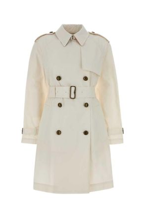 Burberry White Collared Trench Coat