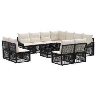 vidaXL Conjunto De Sof&aacute;s De Jard&iacute;n 12 Pcs Negro Rat&aacute;n Sint&eacute;tico Vidaxl