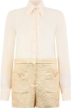 Valentino Garavani Elegante Zijden Jumpsuit in Lichttinten - Dames - Playsuits - Beige - XS - Polyester - Jumpsuits & Playsuits