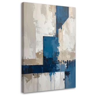 Feeby Cuadro En Lienzo, Abstracci&oacute;n En Beige Y Azul, 80x120
