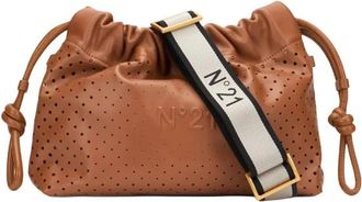 N&deg;21 Eva Geperforeerde Schoudertas - Dames - Schoudertassen - Bruin - ONE Size - Leer - Tassen