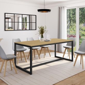 IDMarket Idmarket - Detroit Mesa De Comedor Rectangular De Dise&ntilde;o Industrial Para 8 Personas 180 Cm