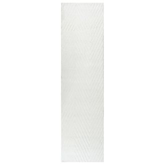 Beliani Alfombra Para Sal&oacute;n Estilo Moderno Forma Rectangular Jacquard 80 X 300 Cm Pelo Corto Blanco Crema Twynam