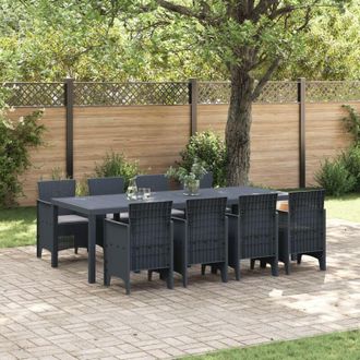 vidaXL Set da Pranzo per Giardino 9 pcs Antracite Rattan Polt - Vidaxl