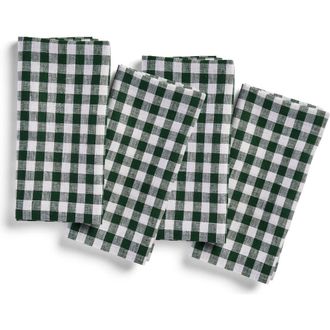 Solino Home Linen Dinner Napkins Set of 4, 20 x 20 Inch for Dining Table, Holiday and Everyday Table Decor - Gingham Check in Green at Nordstrom
