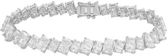 Diana M. Jewels 14kt White Gold 35.00cts Lab Grown Slanted Radiant Diamond Tennis Bracelet