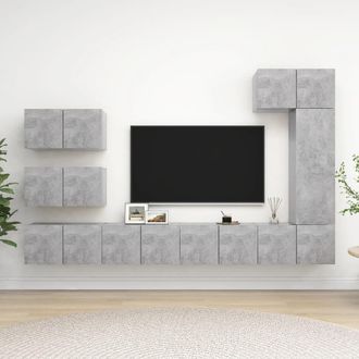 Berkfield Home 8 Piece TV Cabinet Set Concrete Grey Engineered Wood