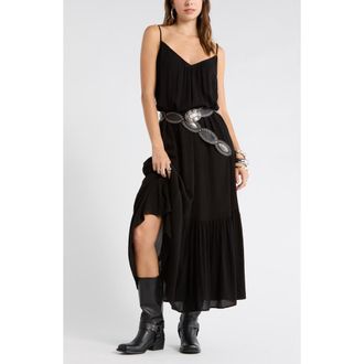 Melrose and Market Gauze Tiered Maxi Dress in Black at Nordstrom Rack, Size X-Large