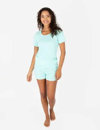 Leveret Womens Short Cotton Solid Pajama Set in Aqua at Nordstrom, Size X-Small