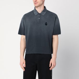 Alexander McQueen Polo nera effetto slavato in cotone