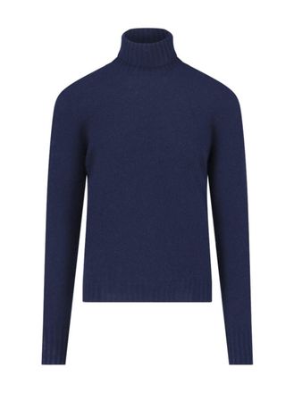 Drumohr Turtleneck Sweater In Blue Cashmere Navy Tone