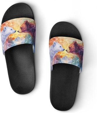 Generic Arctic Bear Brown Bears Trees Shower Shoes Slipper for Women Men Beach Slippers Quick Drying Non Slip Open-Toe Sandals