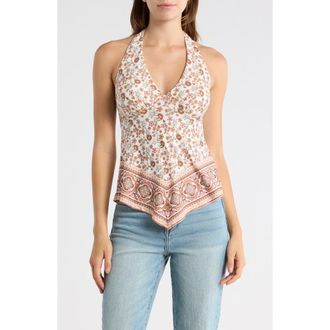Madden Girl Halter Neck Scarf Top in Floral Cream Combo at Nordstrom Rack, Size X-Large