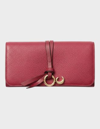 Chlo&eacute; Womens Leather Alphabet Flap Long Wallet Maroon Red - Size: ONE size