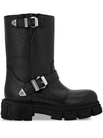 Philipp Plein leather boots - women - Bullhide Leather/Bullhide Leather/Thermoplastic Elastomers (TPE) - 37 - Black