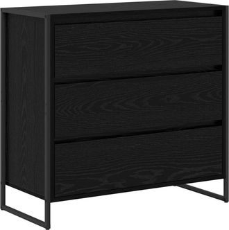 vidaXL Vitrina Roble Negro 79 X 36 X 75.5 Cm Madera Contrachapada Vidaxl