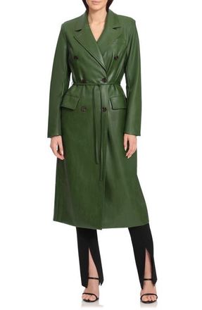 Avec Les Filles Faux Leather Trench Coat in Kelly Green at Nordstrom, Size Medium