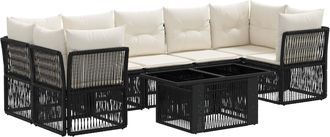 vidaXL Conjunto De Sof&aacute;s De Jard&iacute;n 8 Uds. Negro Rat&aacute;n Sint&eacute;tico Vidaxl
