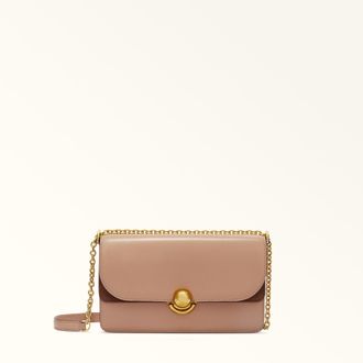 Furla Sfera Borsa A Tracolla Tulle Rosa Pelle Di Vitello Morbida + Camoscio Donna