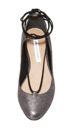 Diane Von Fürstenberg DVF Metallic Lace-Up Ballerinas Size 38