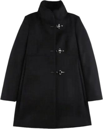 Fay Romantische Jas met Brede Kraag - Dames - Mantel - Zwart - XL - Wol - Jassen