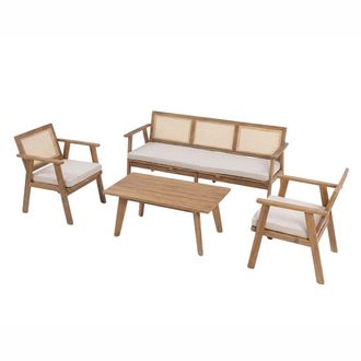Concept Usine Muebles de jard&iacute;n de 5 plazas hechos de madera y ca&ntilde;a de acacia
