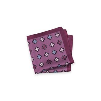 Paul Fredrick Patterned Silk Pocket Square in Purple Multi at Nordstrom