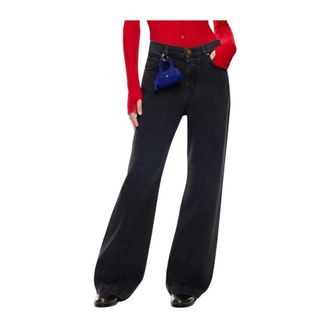 Pinko Pinko, Jeans, Dames, Zwart, W25, Katoen, Wanda Waist Down Wide Leg