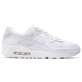 Nike Air Max 90 Textile Leather Mens Low Top Trainers - White Wolf Grey - Size:UK 8.5