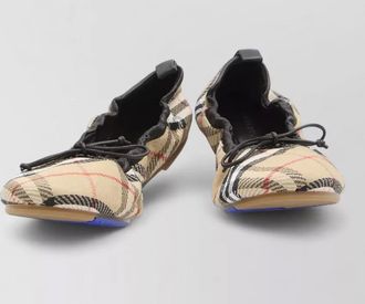 Burberry check pleated ballet flats round toe