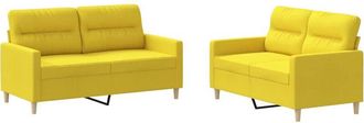 vidaXL Juego De Sof&aacute;s Con Cojines 2 Piezas Tela Amarillo Claro Vidaxl