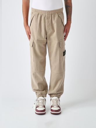 Stone Island Wool Blend Cargo Trousers with Compass Logo Patch