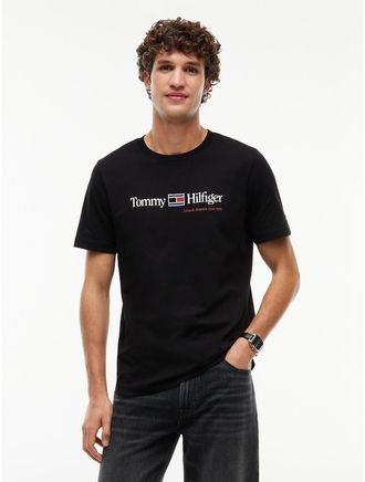 Tommy Hilfiger Mens Hilfiger Flag Logo T-Shirt - Black - XXL