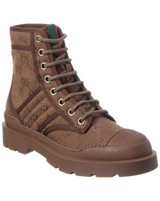 Gucci Gg Web Canvas & Rubber Boot