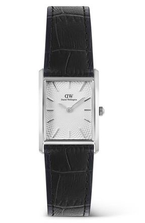 Daniel Wellington Bound Tank Leather Strap Watch, 22mm x 32mm in Silver-Tone at Nordstrom
